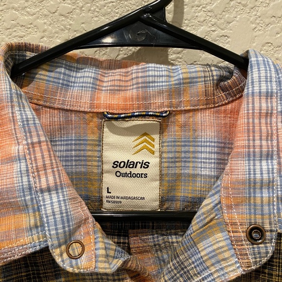 Solaris plaid button down snap shirt short sleeve size large L - Picture 6 of 7